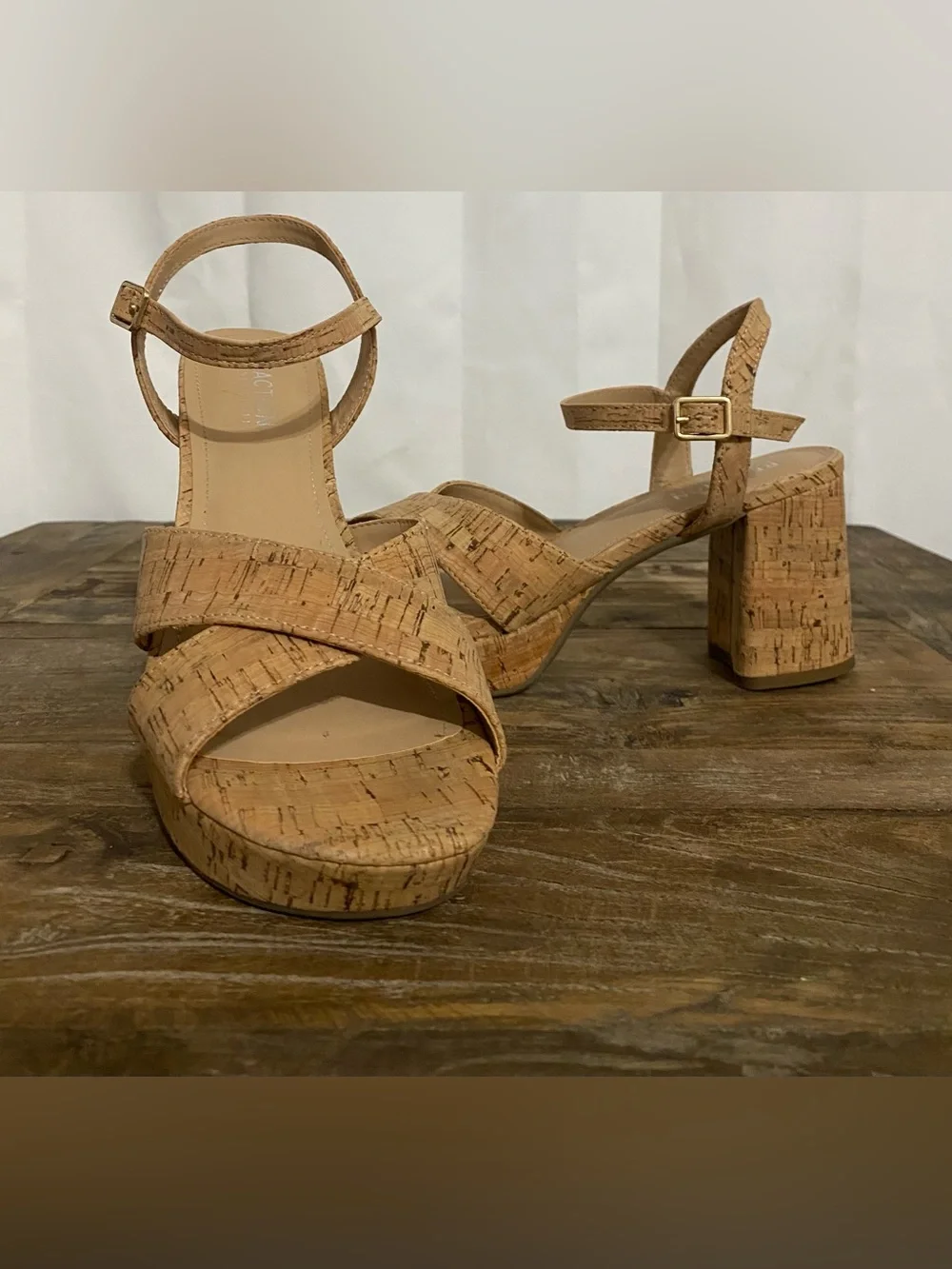 Kenneth Cole Reaction Cork Platform Sandals - Tan